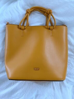 DKNY Kiera Knotted Strap North South Tote - NWOT - Mustard Yellow